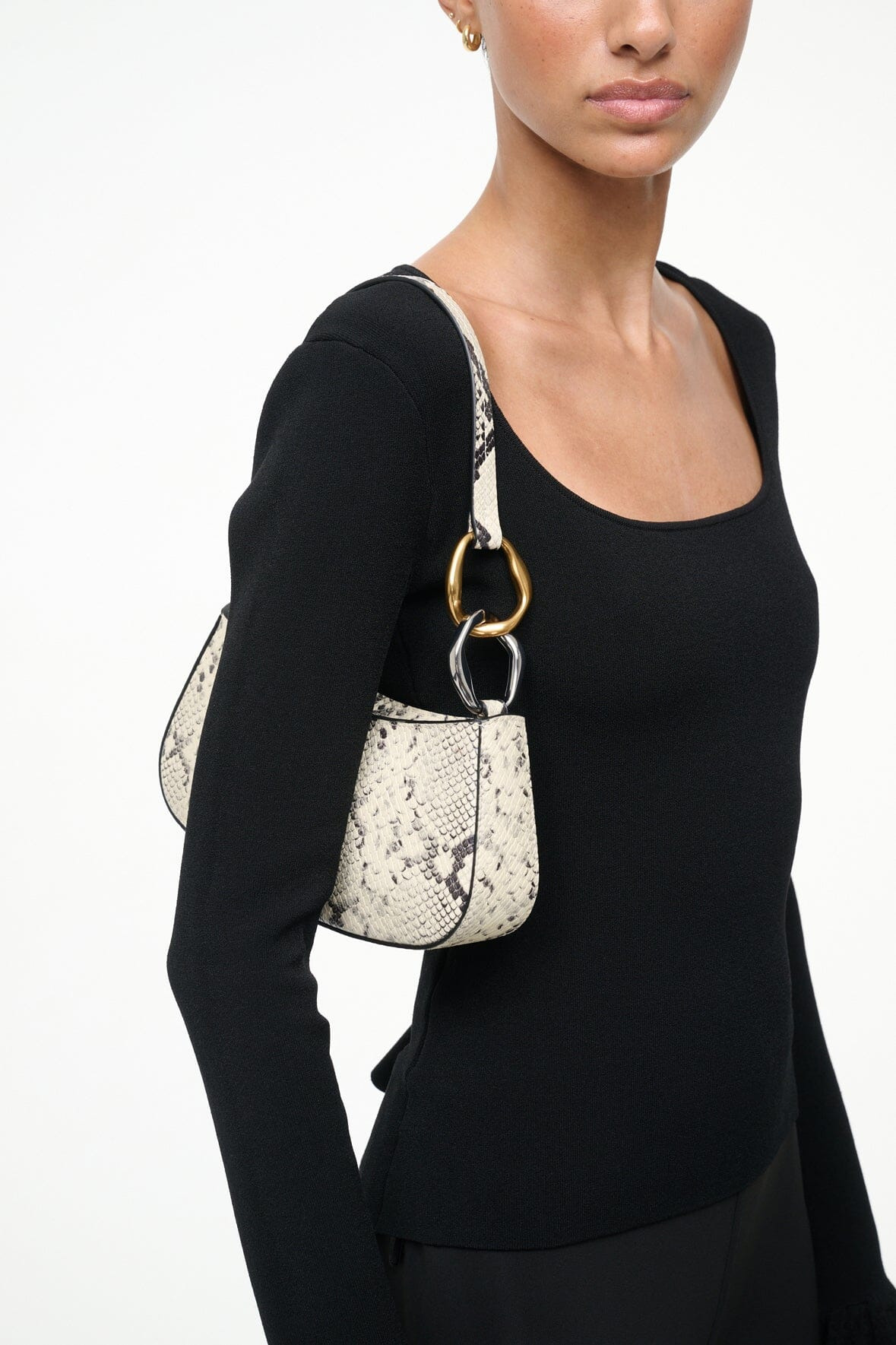 STAUD OLLIE BAG WHITE SNAKE - 8