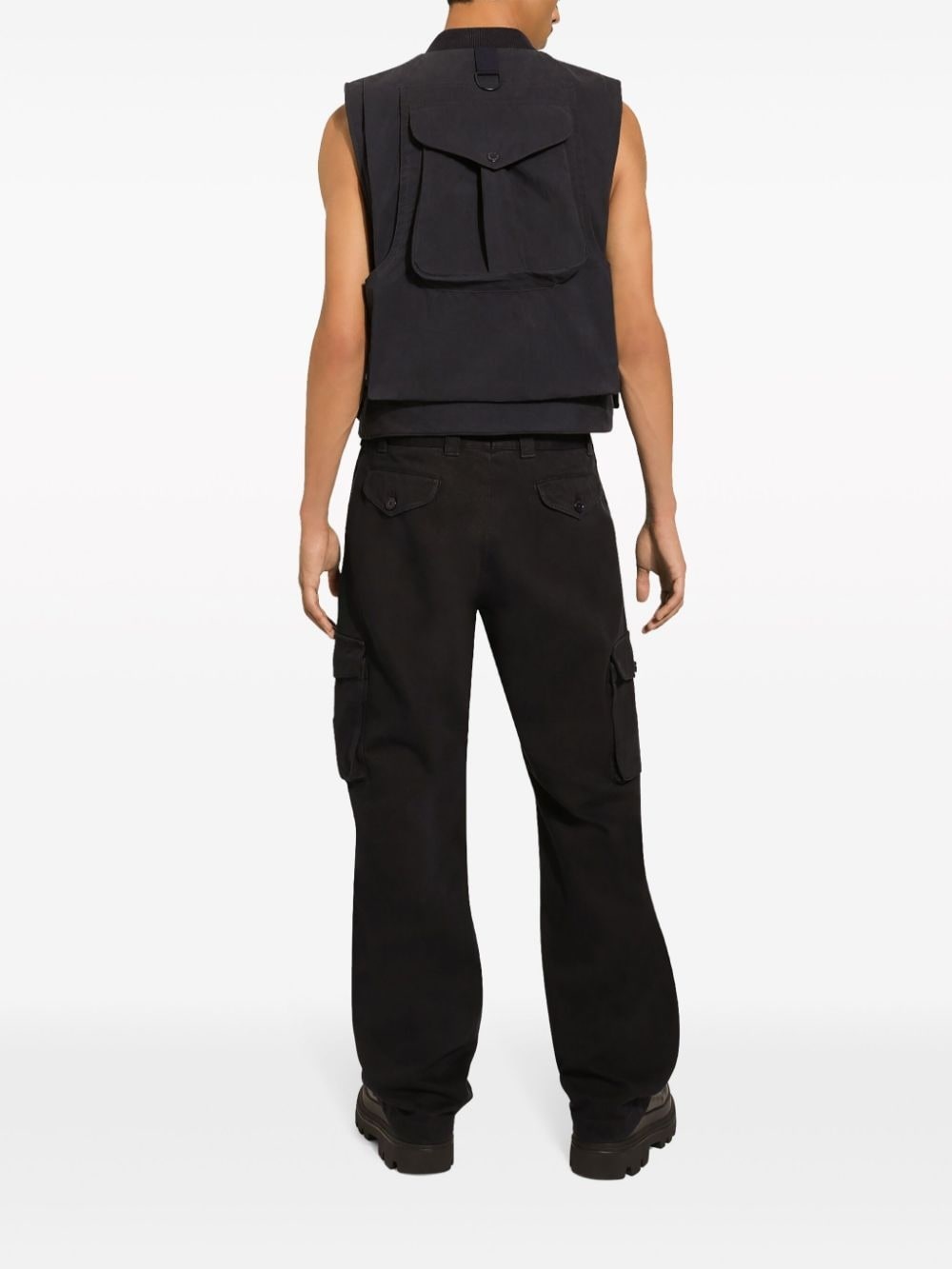logo-plaque mid-rise cargo trousers - 4