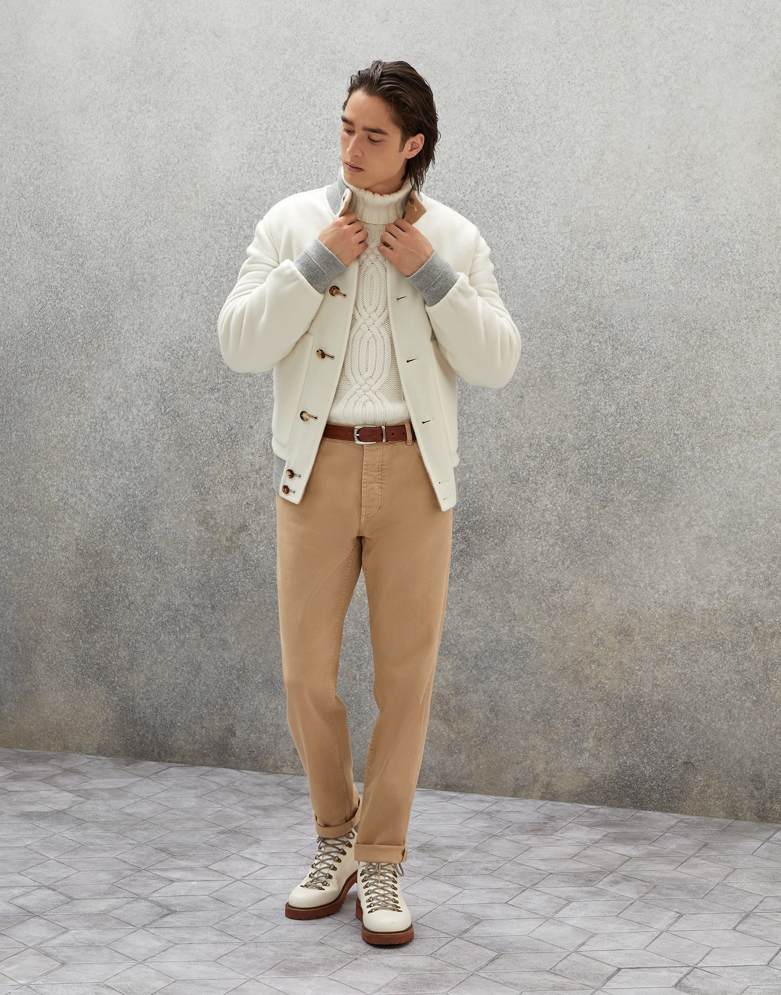 Dyed comfort lightweight denim traditional fit five-pocket trousers - 4