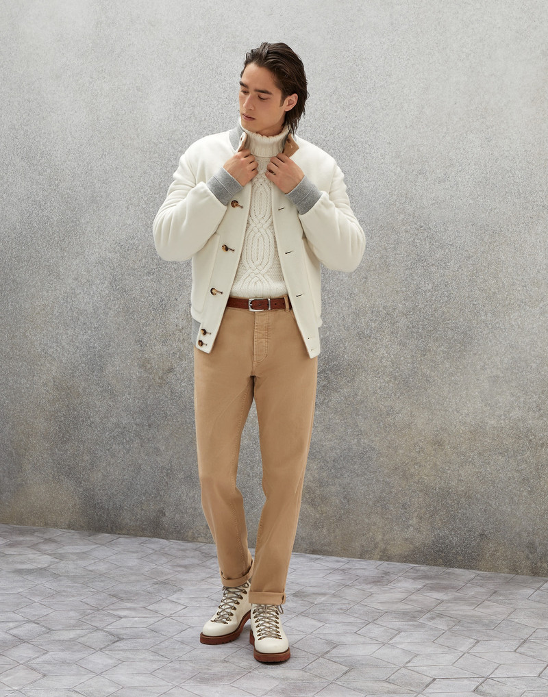 Dyed comfort lightweight denim traditional fit five-pocket trousers 4