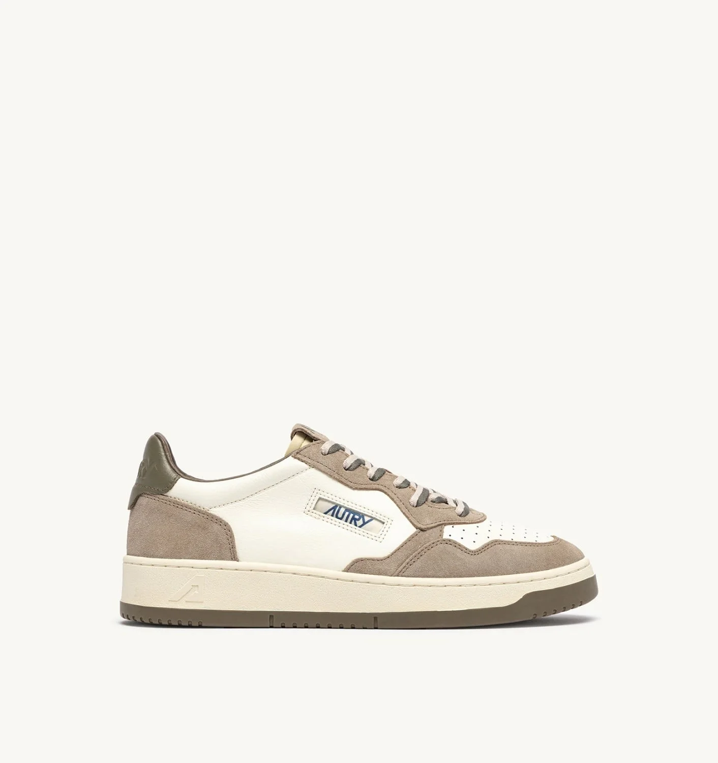 MEDALIST LOW SNEAKERS IN COVERT GREEN AND LICORICE LEATHER AND SUEDE - 1