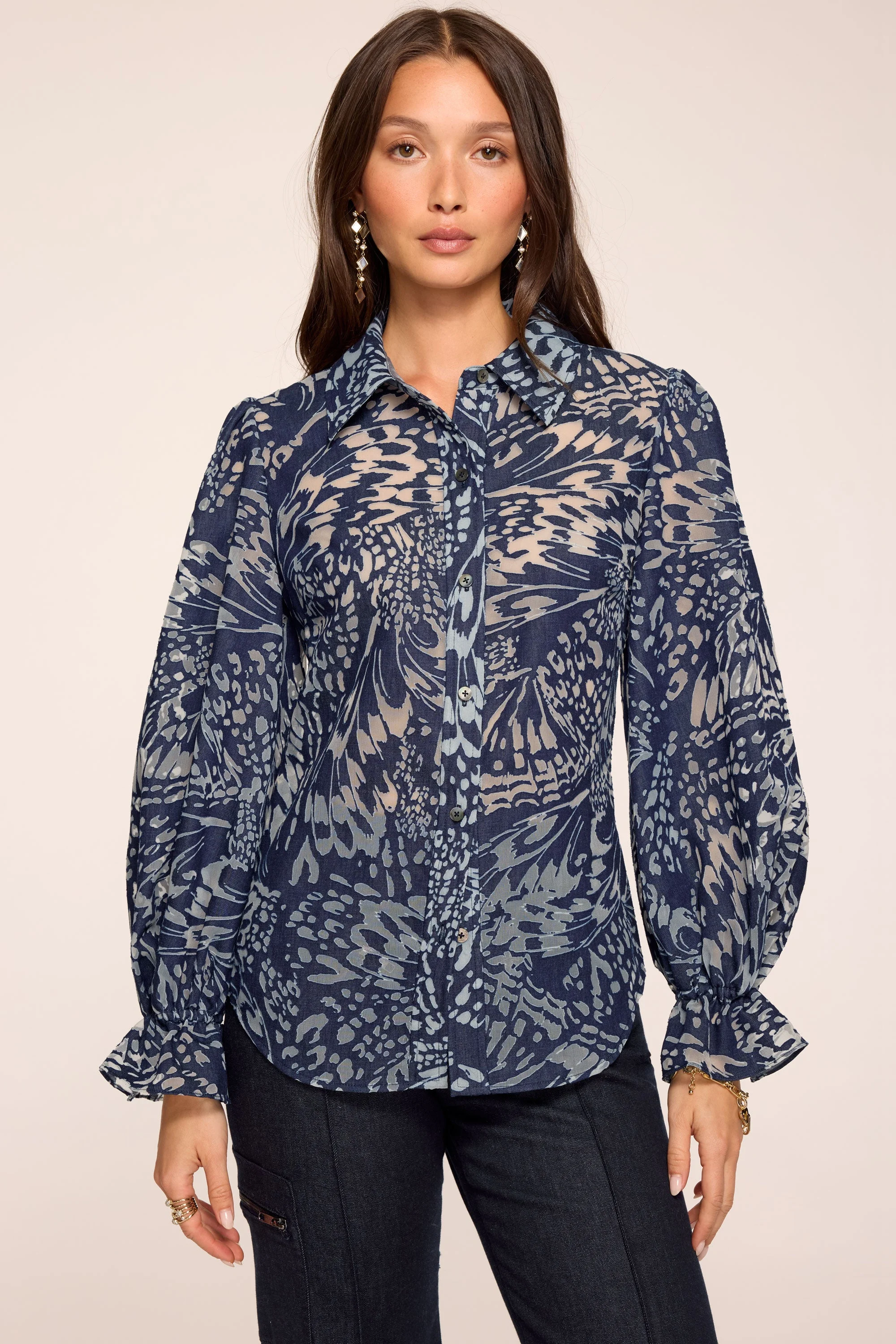 Joy Printed Long Sleeve Blouse - 1