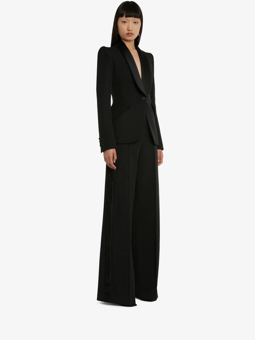 Women's Peak Shoulder Grain De Poudre Jacket in Black - 3