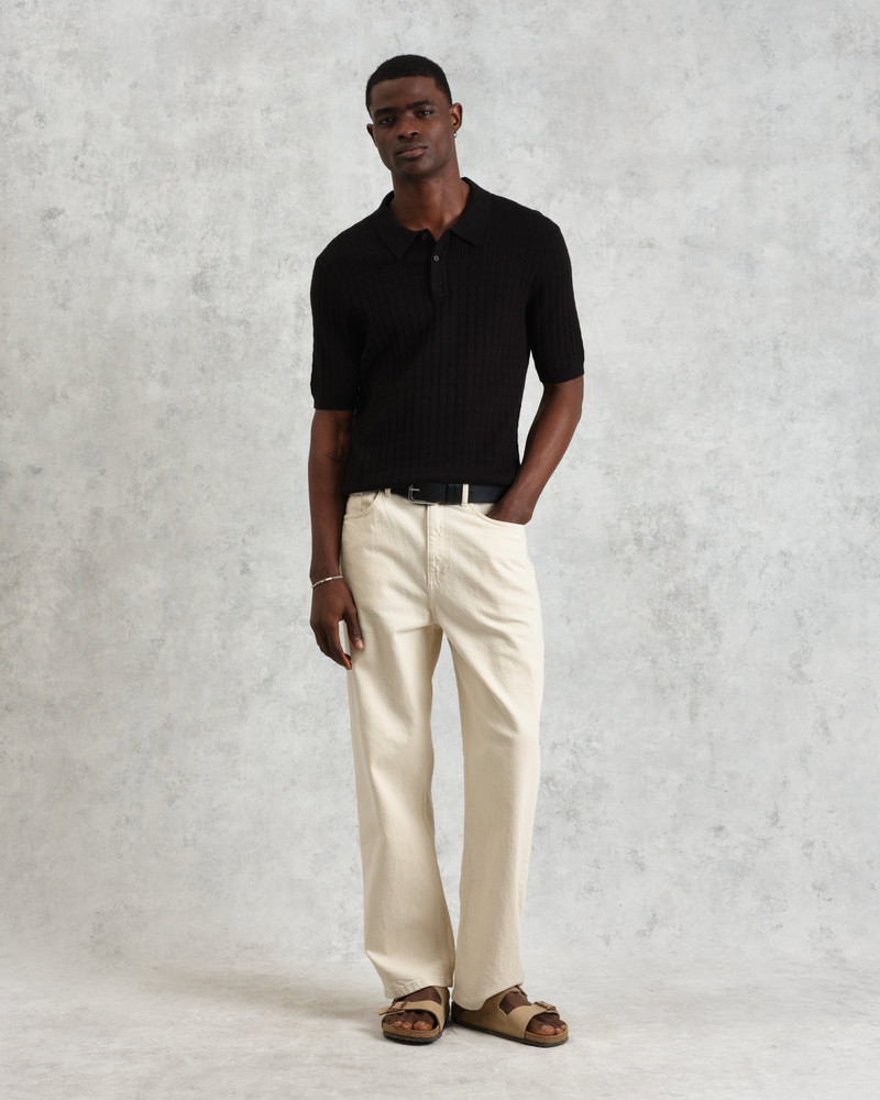 Naples - Black Diamond Stripe Knitted Polo 4