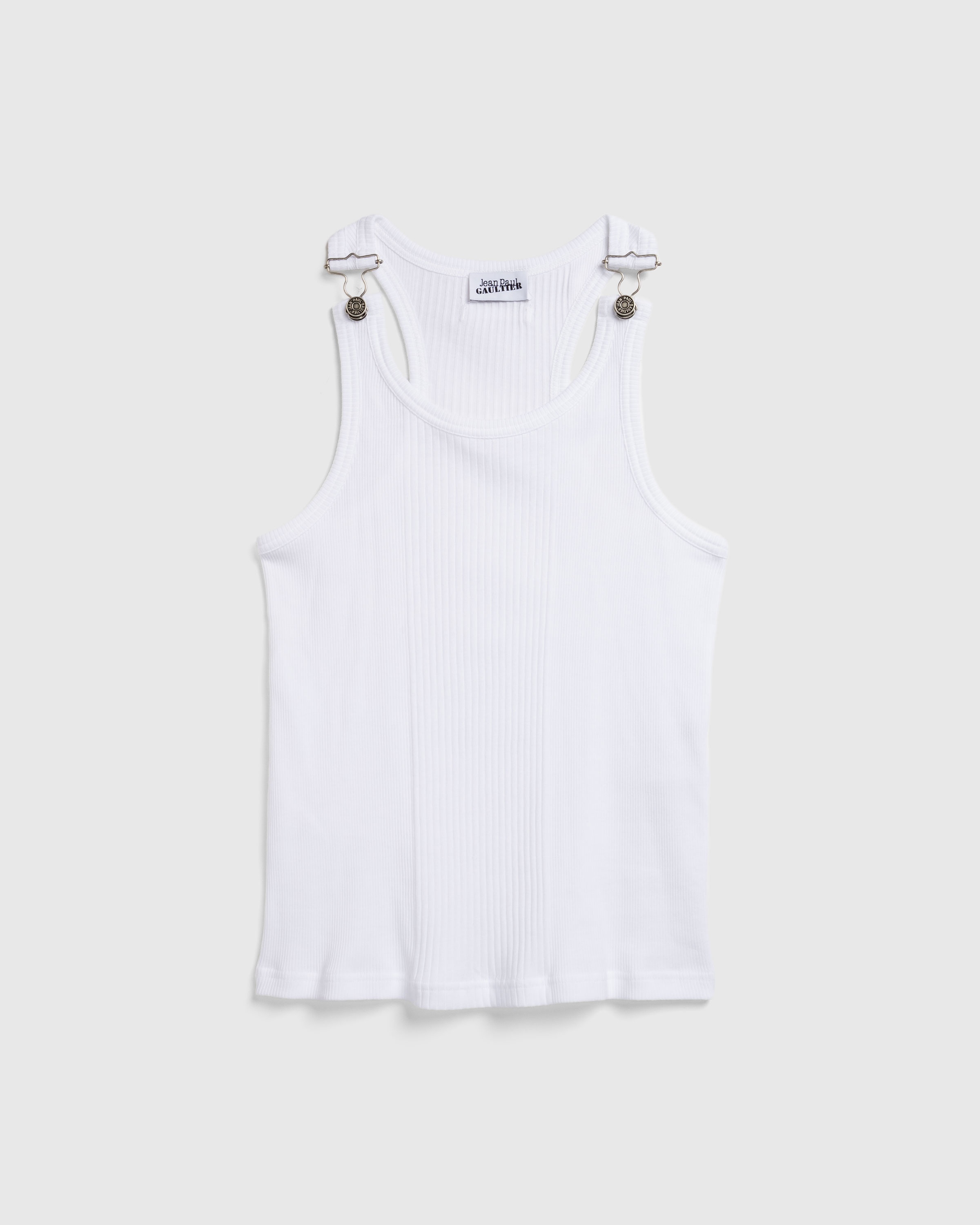 Jean Paul Gaultier – Ribbed Tank Top With Overall Buckles White - 1