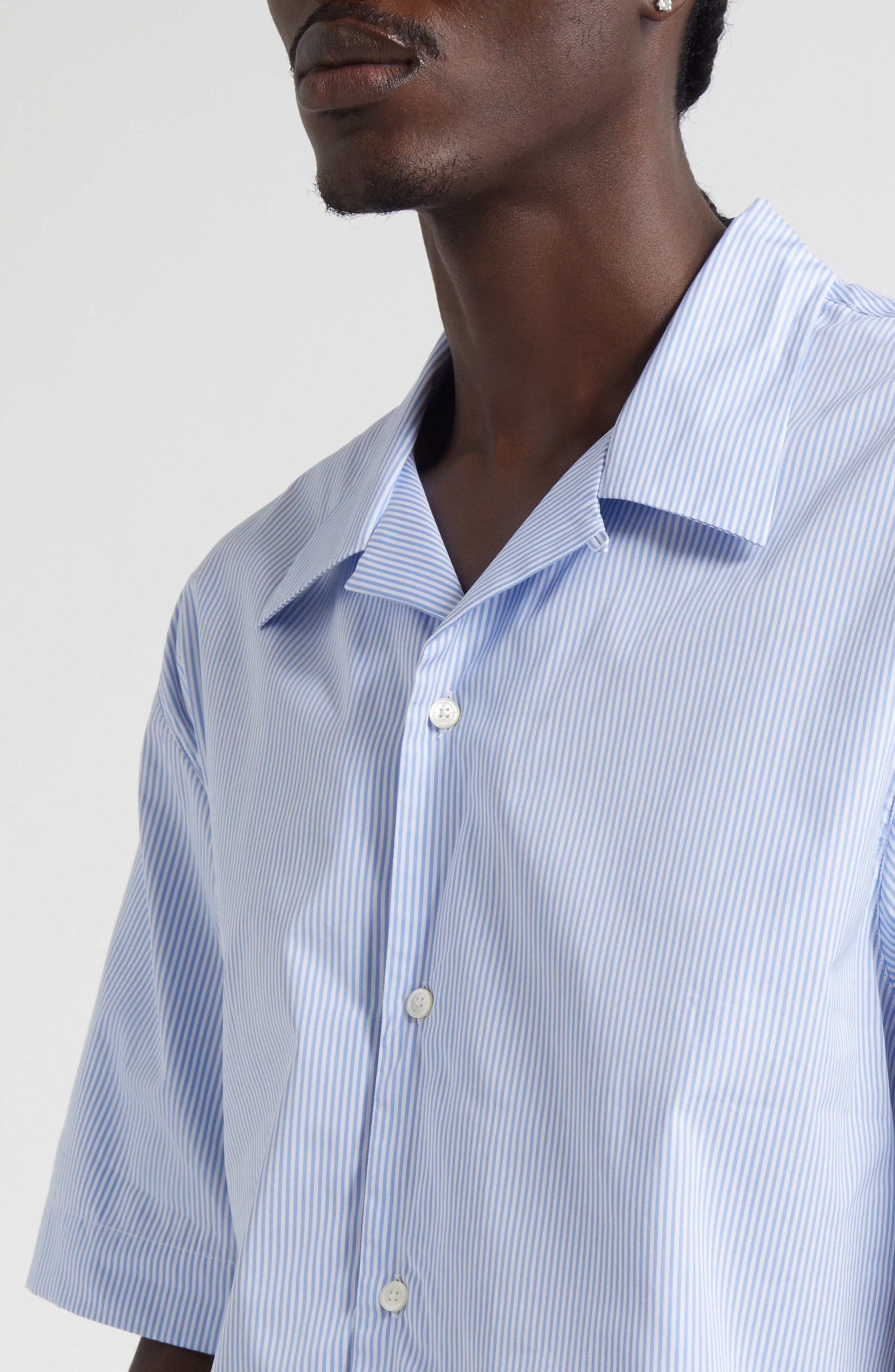 Givenchy Stamp Print Camp Shirt in White/Light Blue at Nordstrom - 5