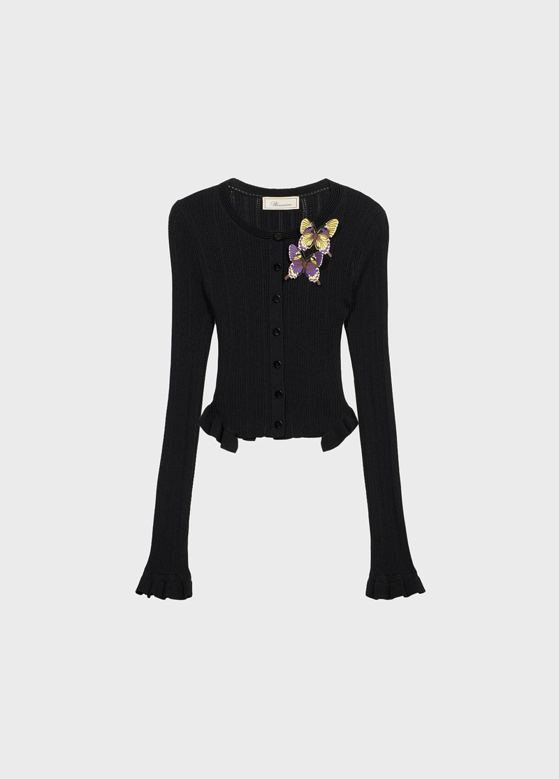 RIBBED CARDIGAN WITH BUTTERFLIES 1