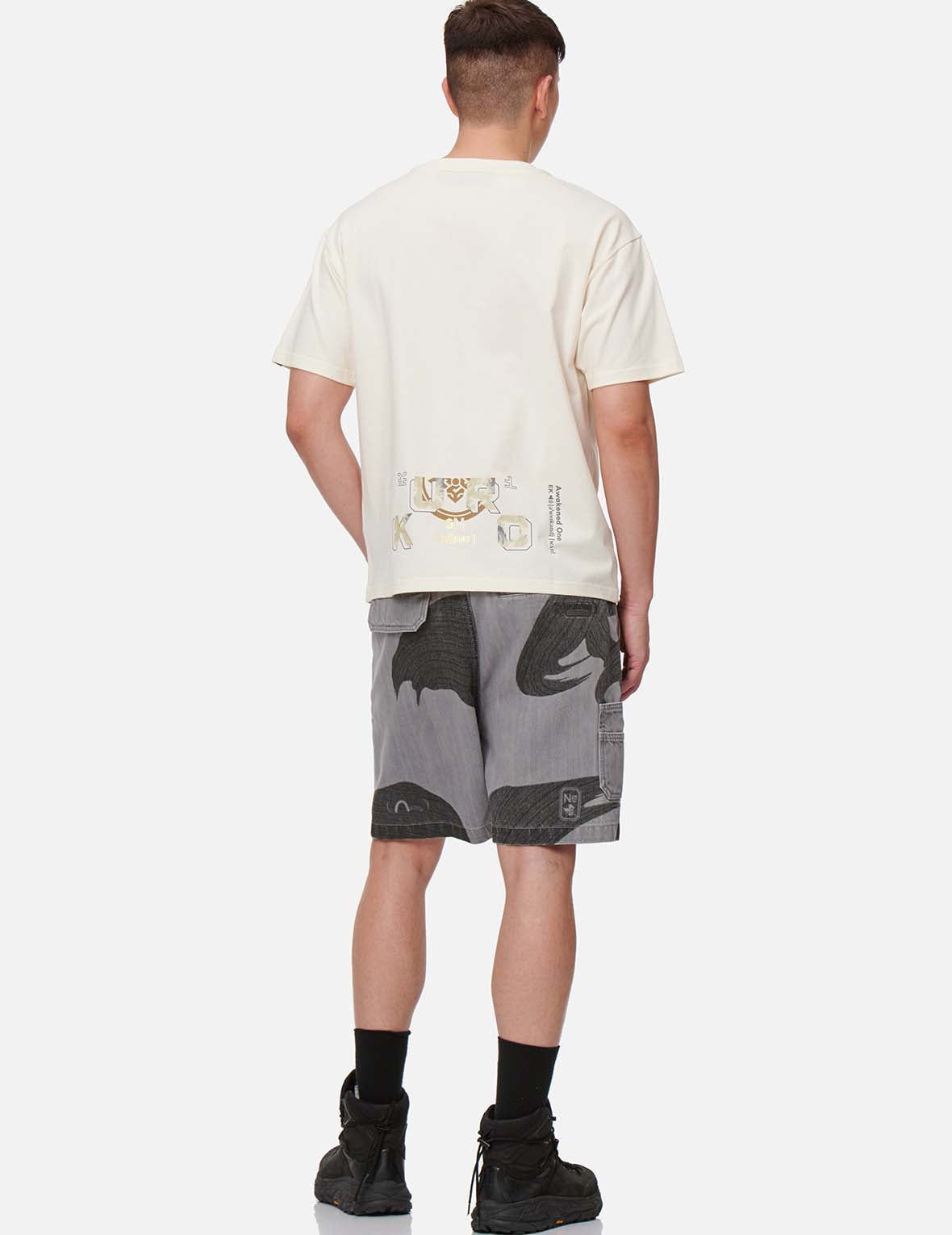 Brushstroke Effect Washed Denim Shorts - 5
