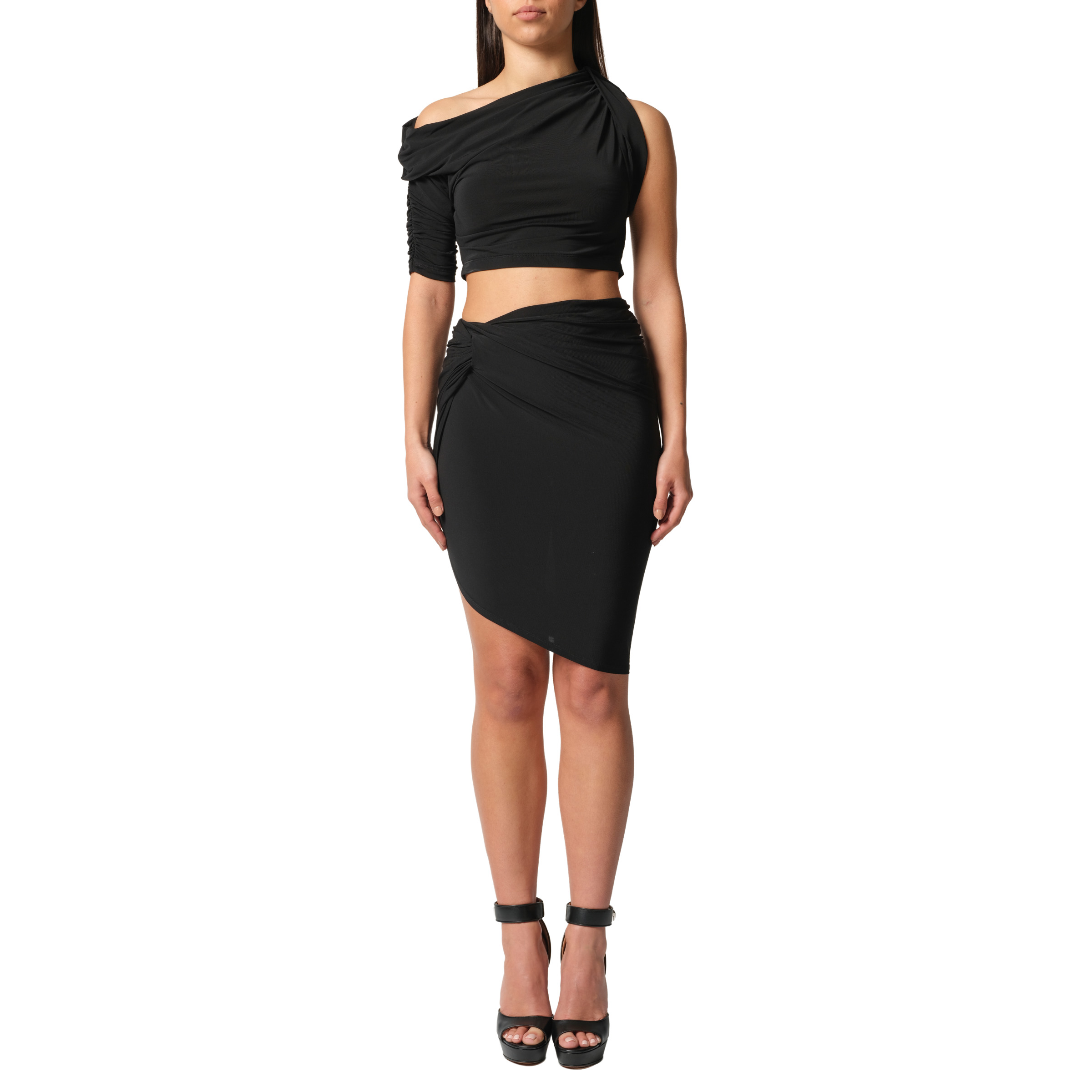 La Mini Jupe Drapeado in Black - 4