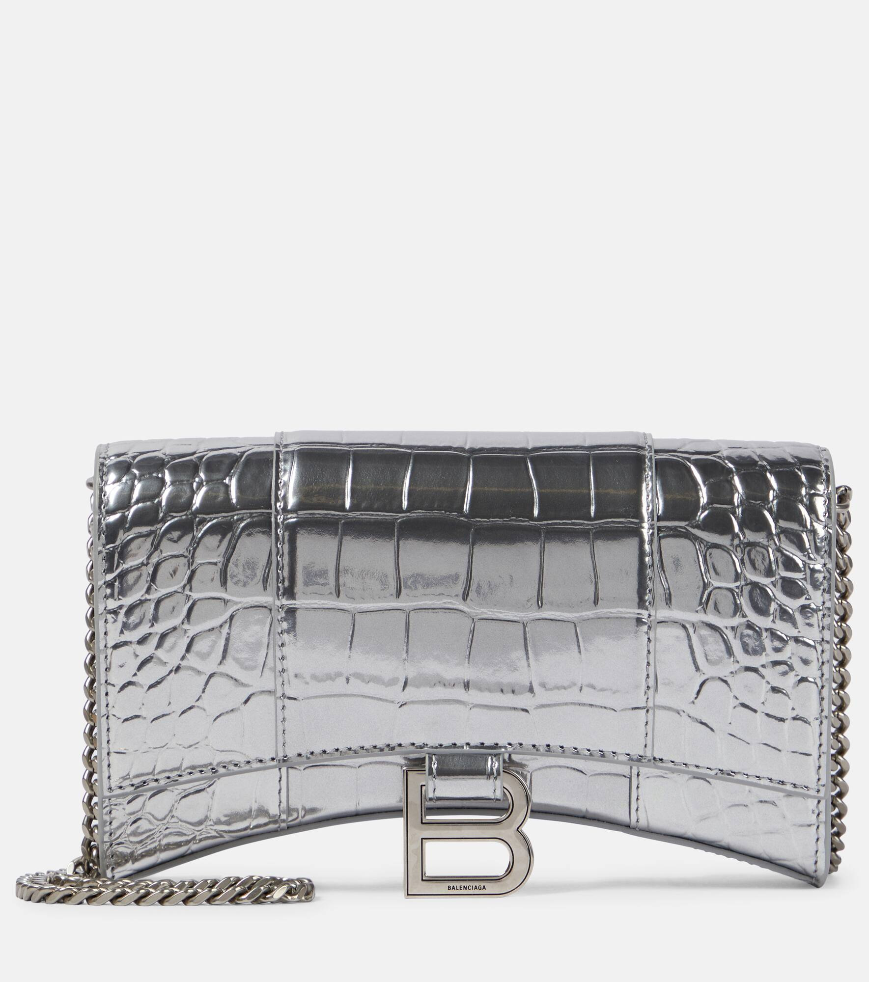Hourglass croc-effect leather wallet on chain - 1