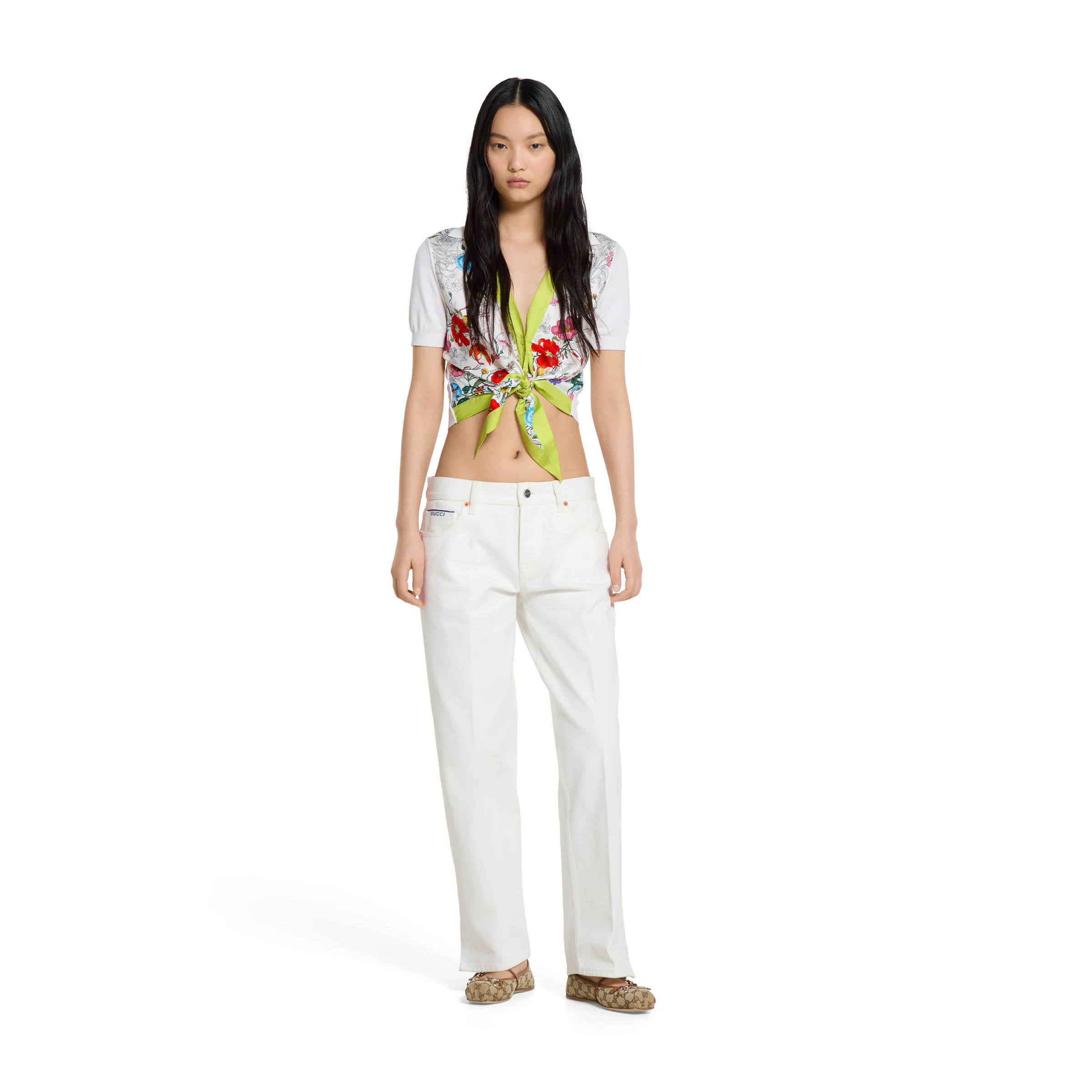 Silk and cotton top with print - 2