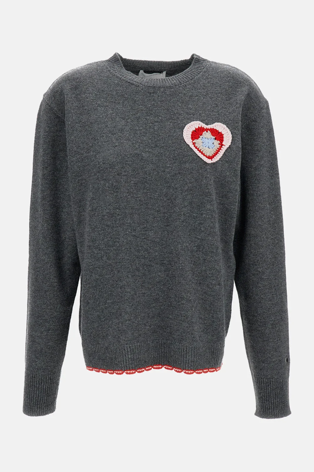 KNITTED WOOL CROCHET HEART SWEATER - 1