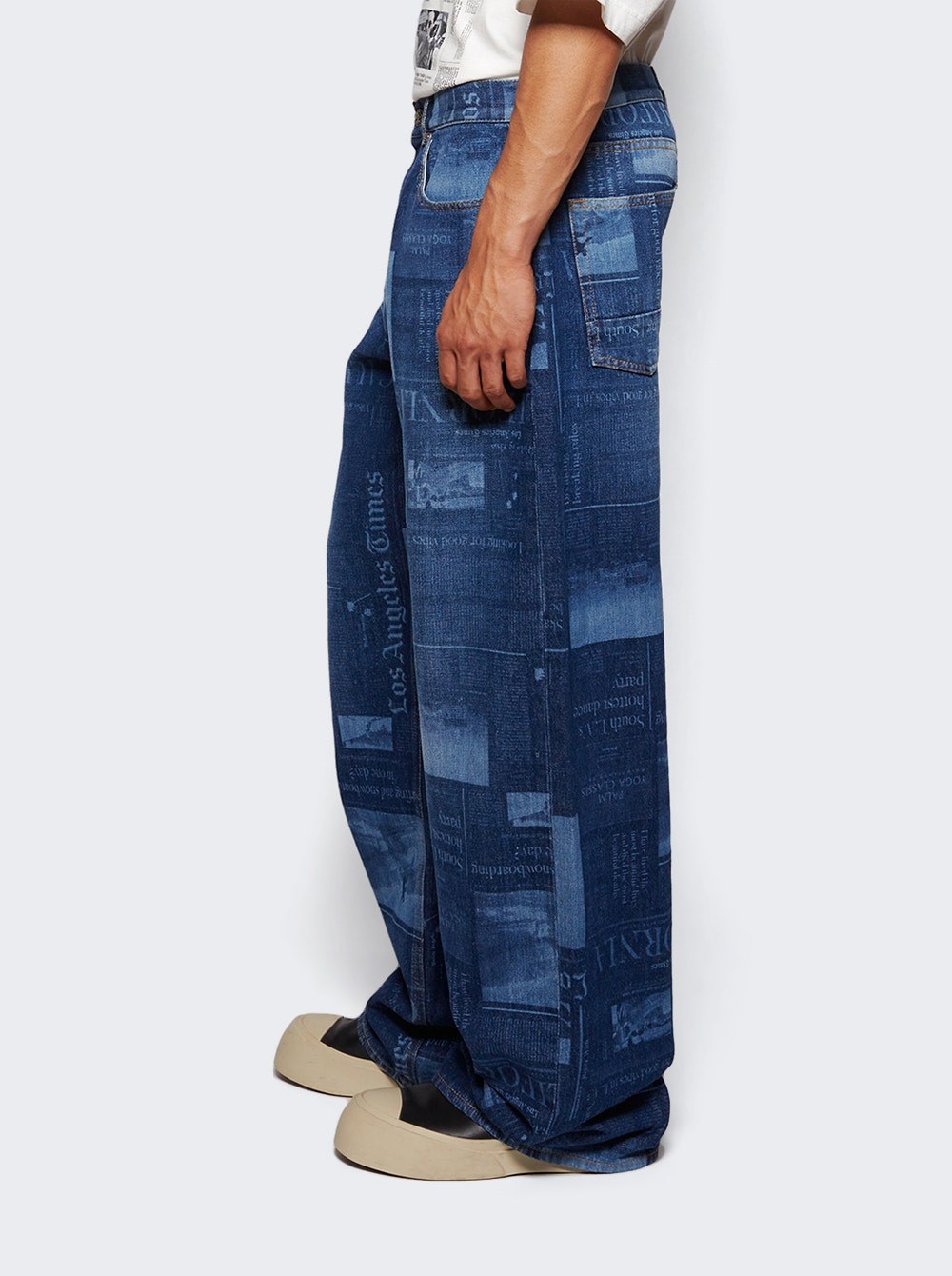 X La Times News Loose Denim Jeans Medium Blue - 3