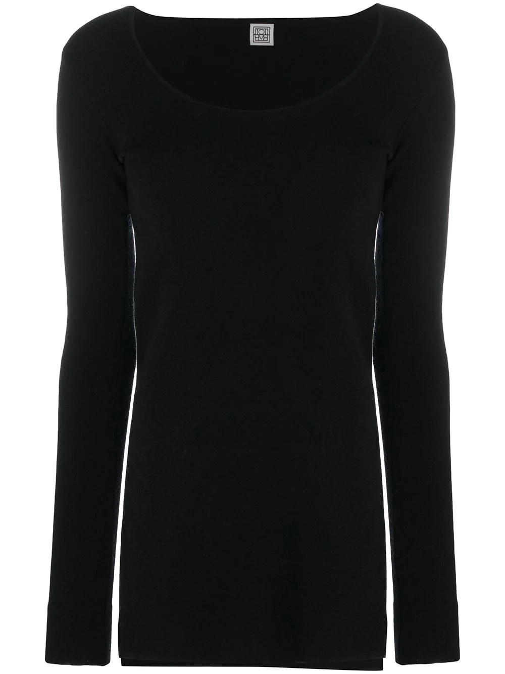 scoop neck longline knitted top - 1