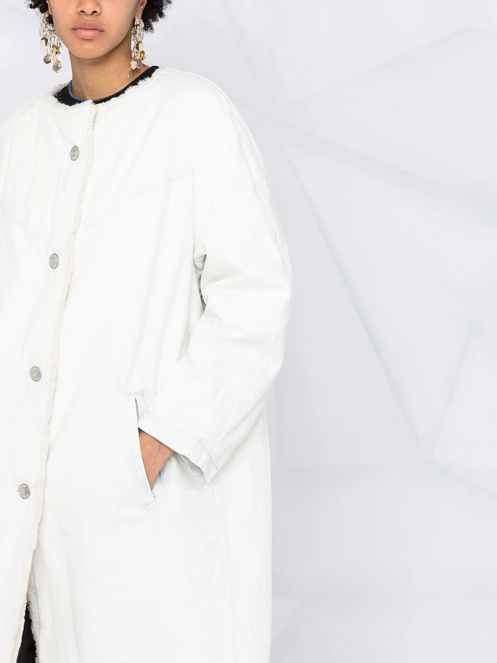 single-breasted mid-length coat - 5