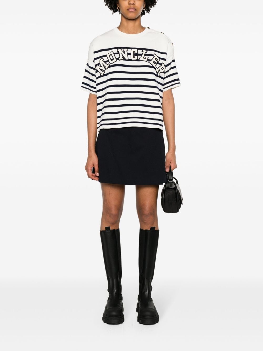 logo-patch striped knitted top - 2