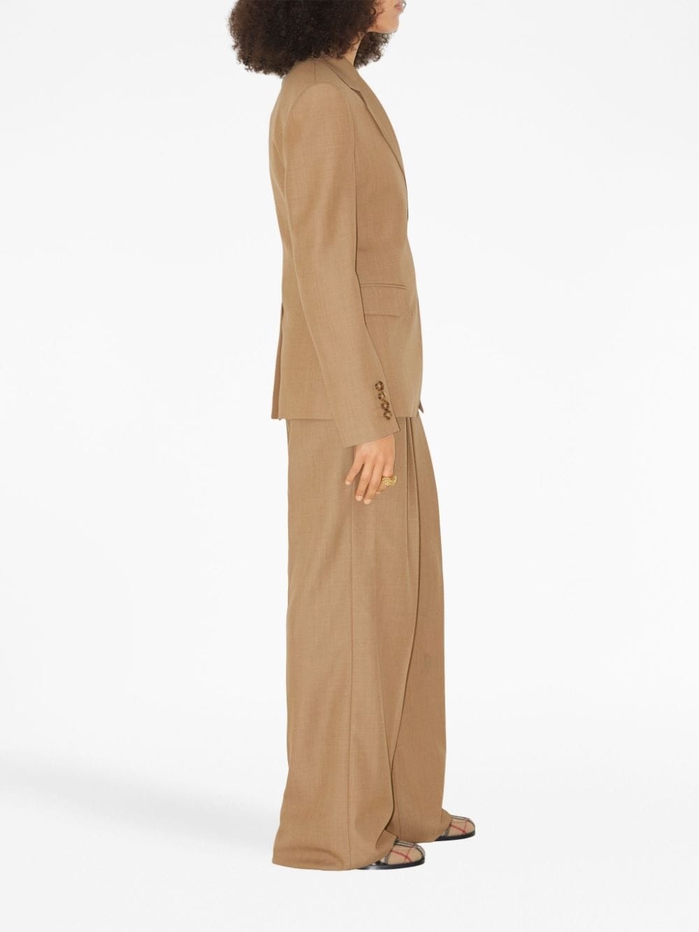 wide-leg pleated wool trousers - 3