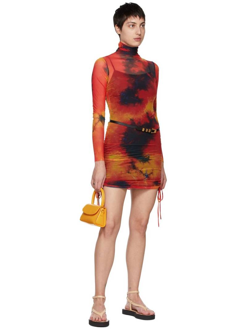 BY FAR Orange Mini Leather Shoulder Bag outlook