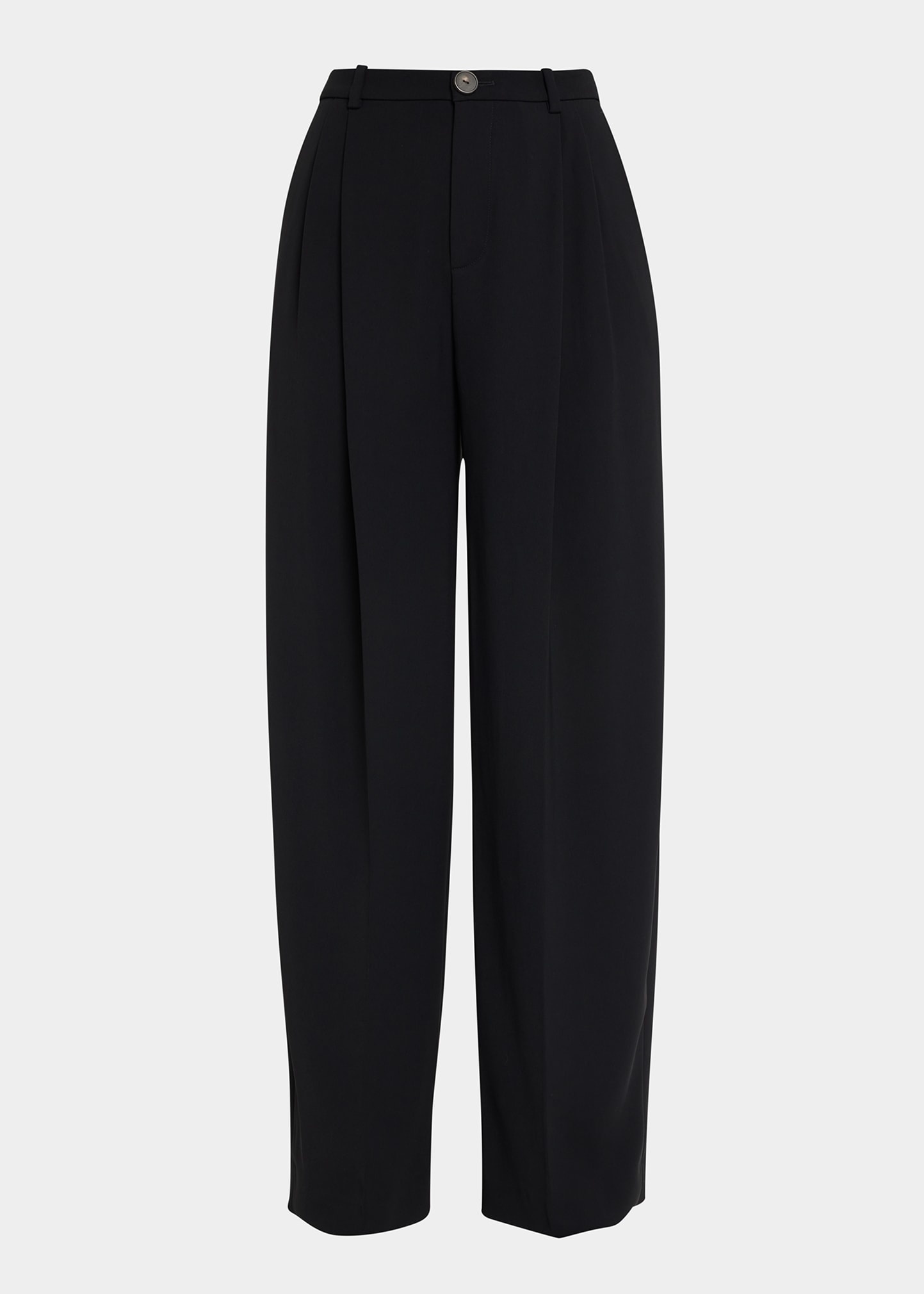 Drop-Waist Pleated Crepe Trousers - 1