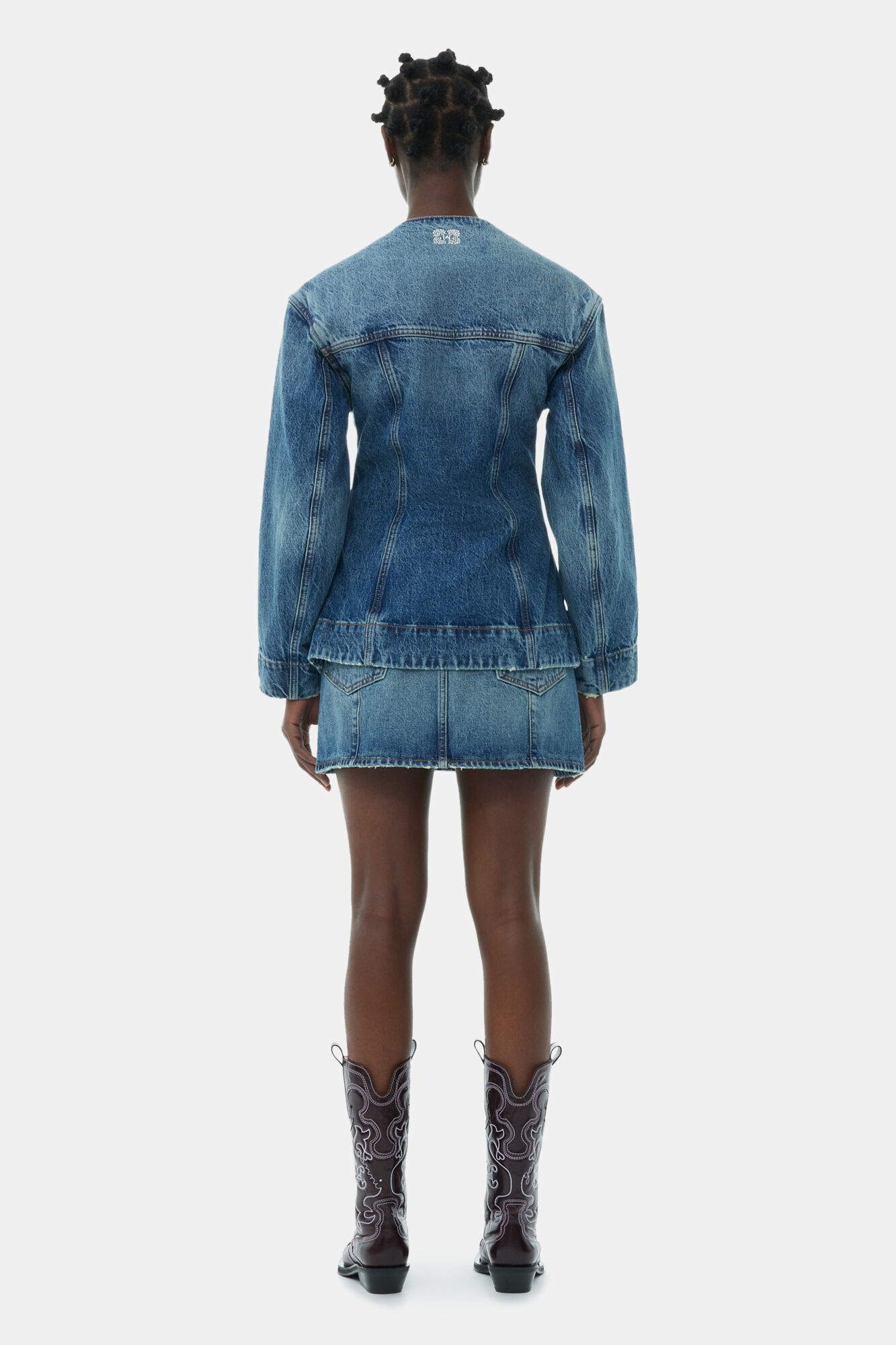 SPARKLE LOGO DENIM FITTED BLAZER - 5