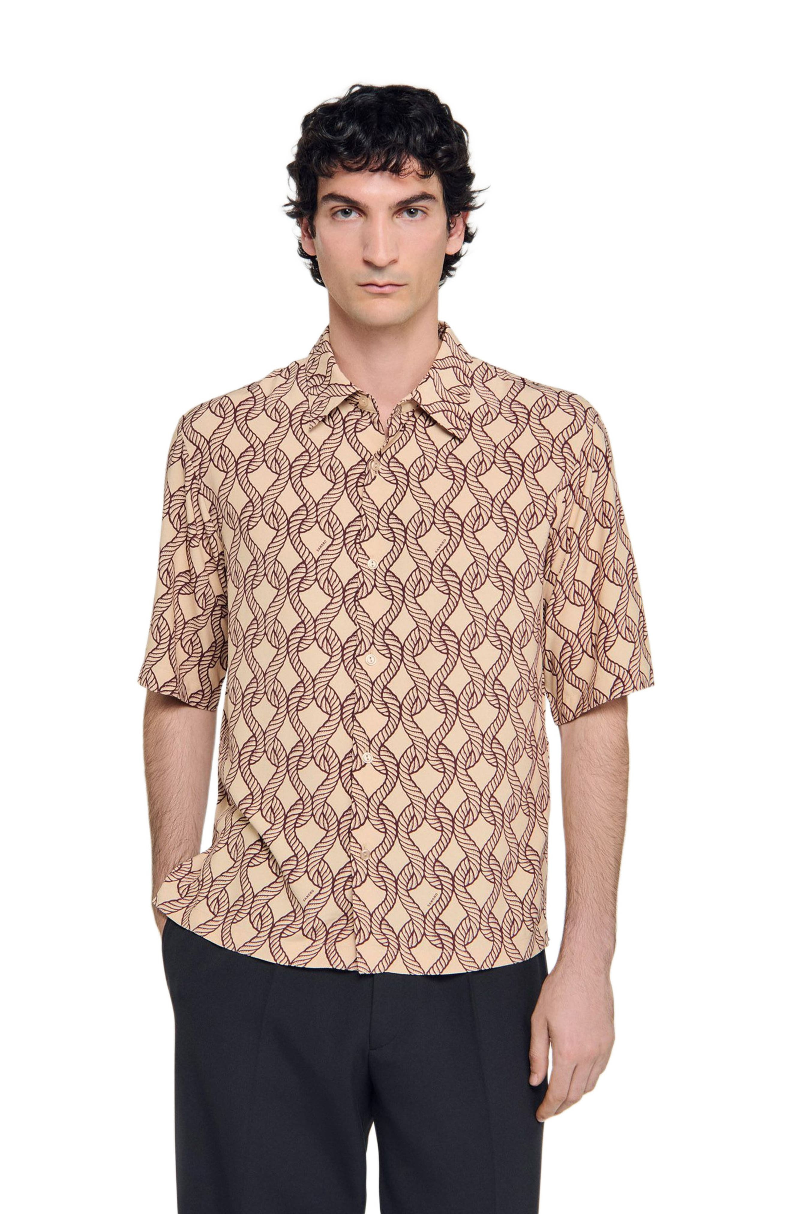 SANDRO Loose-fit rope print shirt in Butter Cream at Nordstrom - 3