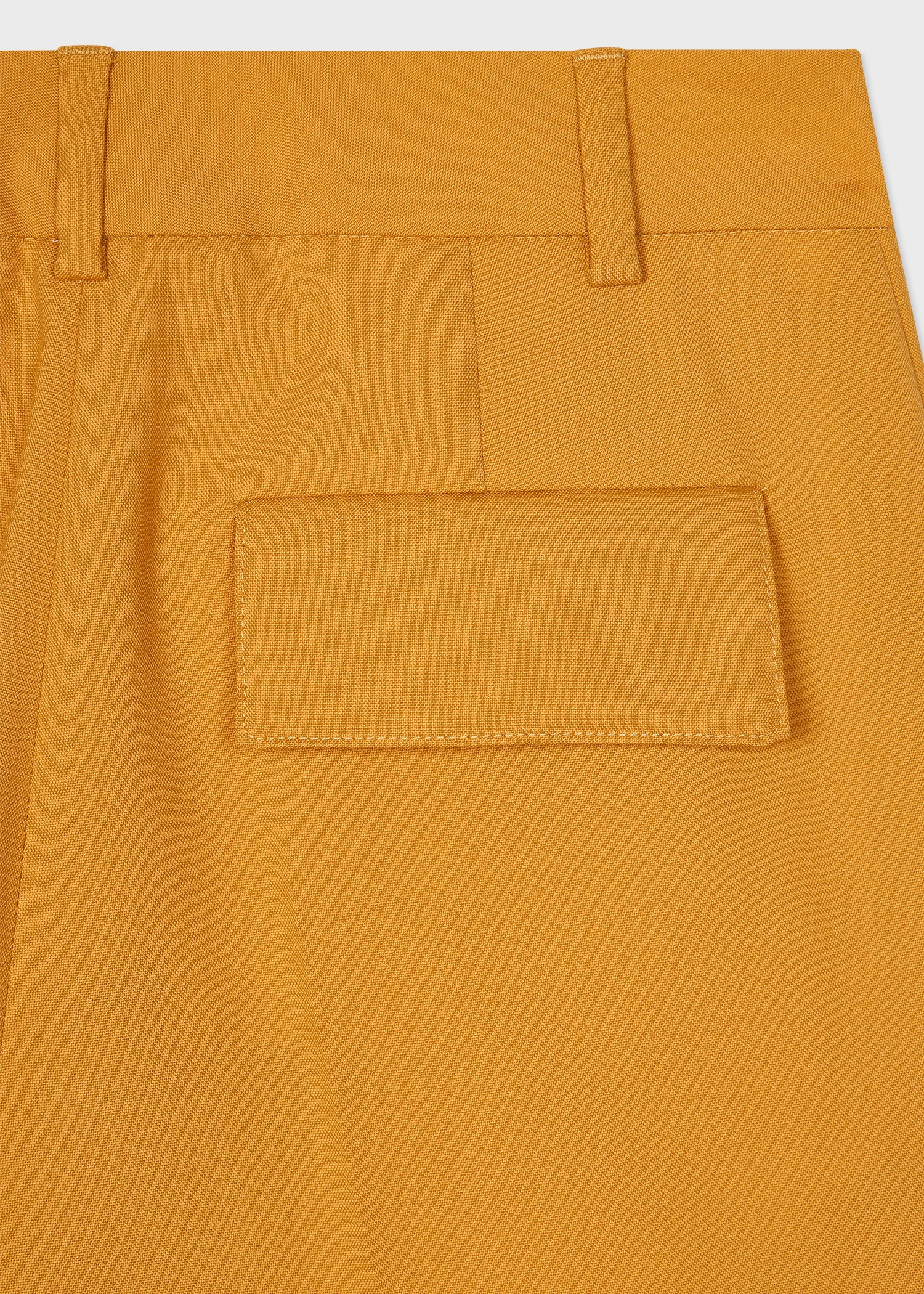 Women's Ochre Yellow Wool Hopsack Wide-Leg Trousers - 2
