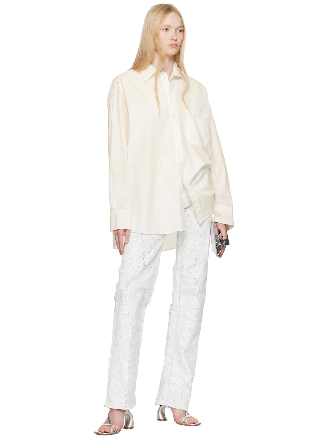 Off-White Light Cotton Poplin Long-Sleeved Shirt - 4