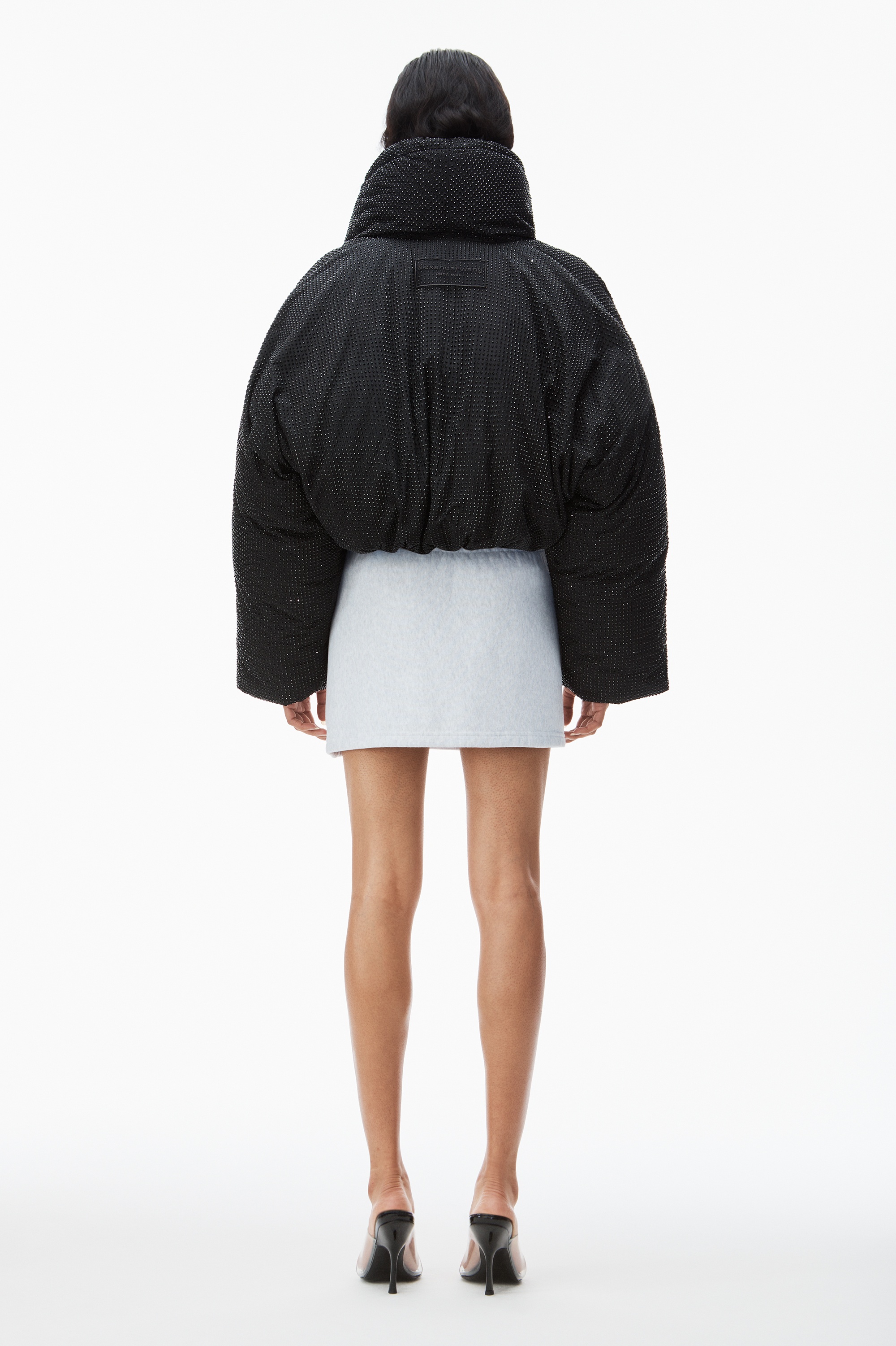 crystal hotfix cropped puffer jacket - 5