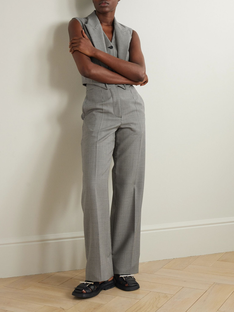 Alexander McQueen Pleated houndstooth wool and mohair-blend straight-leg pants Gray outlook
