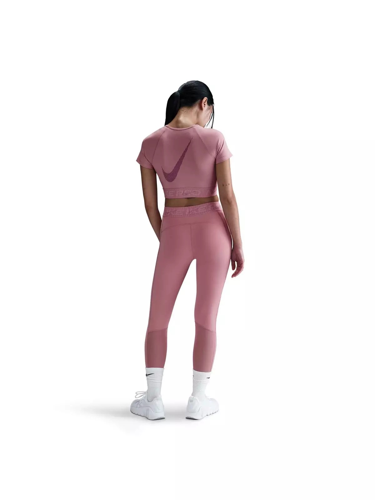 Women's Pro Dri-FIT Short-Sleeve Cropped Graphic Top-Pink - 5