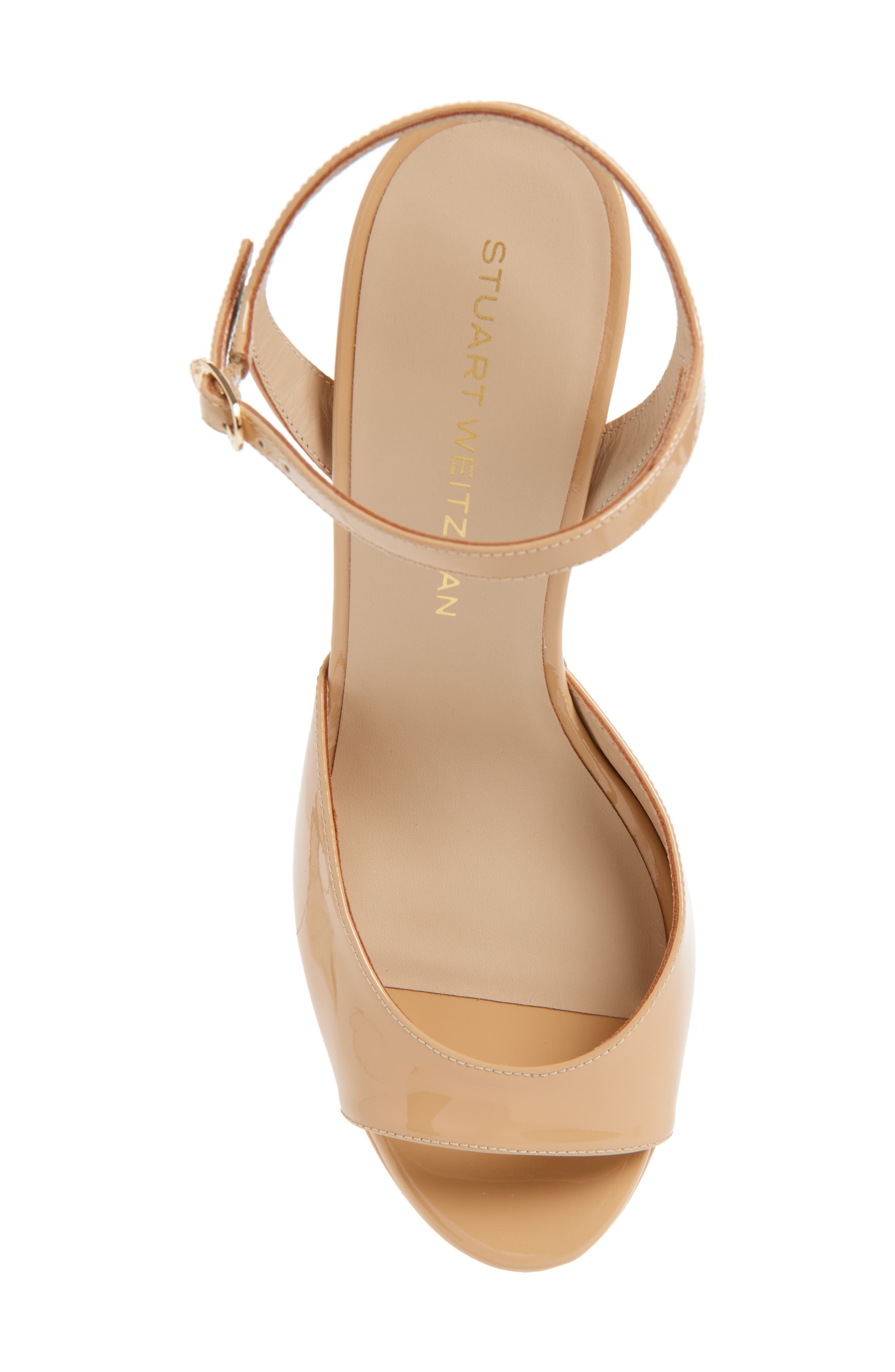 Stuart Weitzman Dayna Boost Platform Sandal in Adobe Patent at Nordstrom - 5