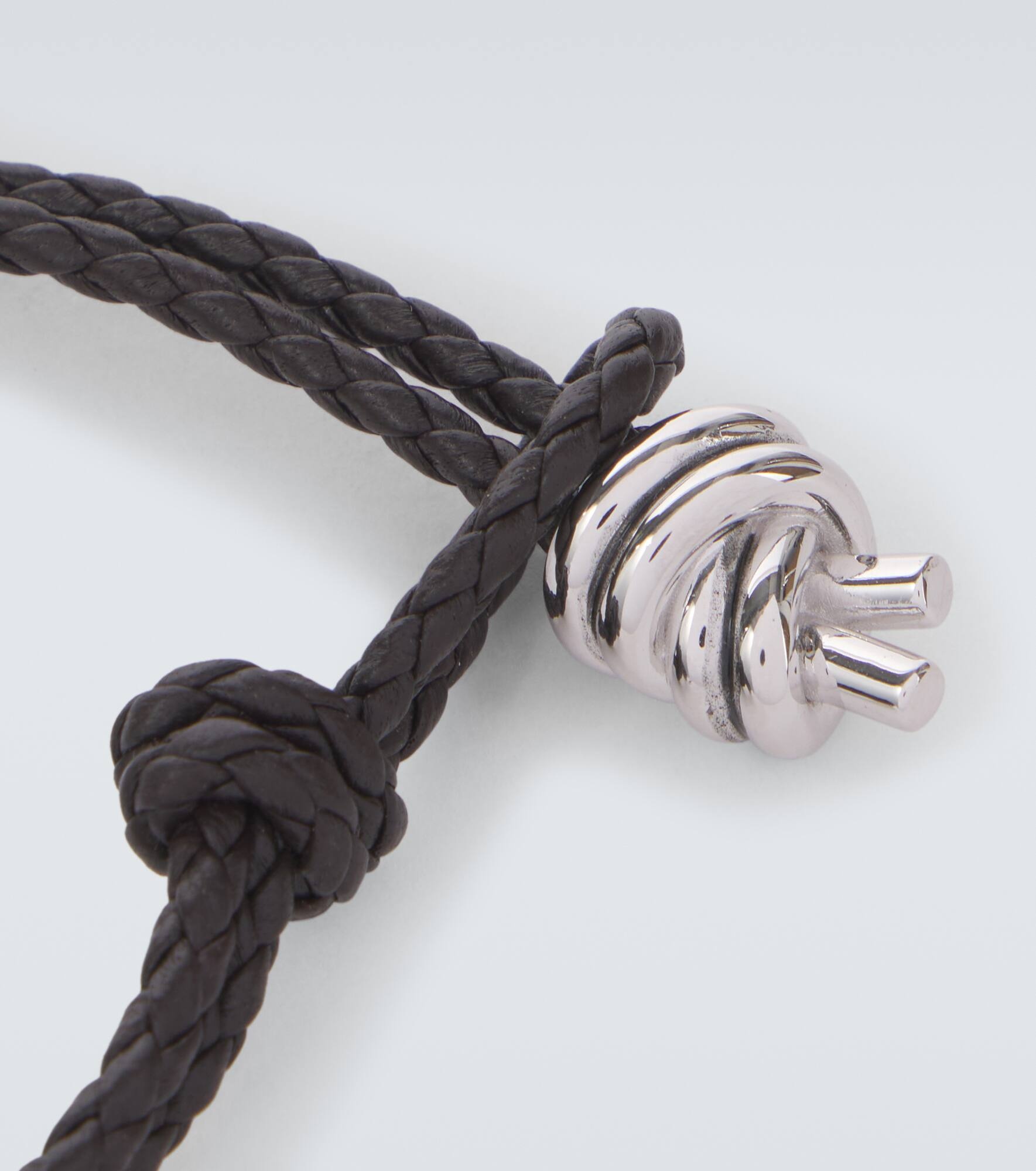 Leather-trimmed sterling silver bracelet - 3