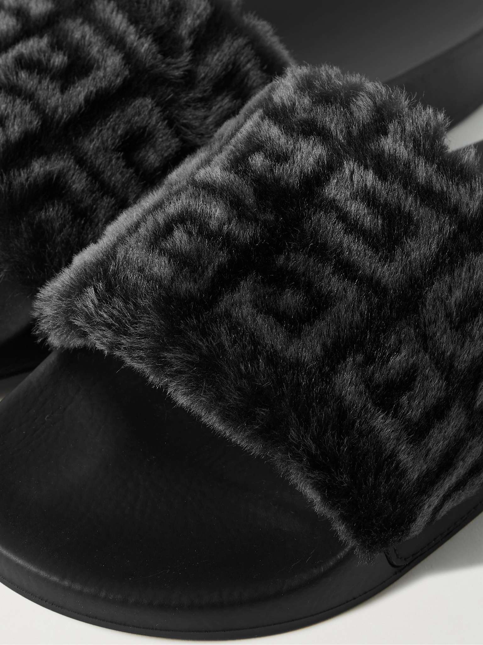 Printed Shearling and Rubber Slides - 6