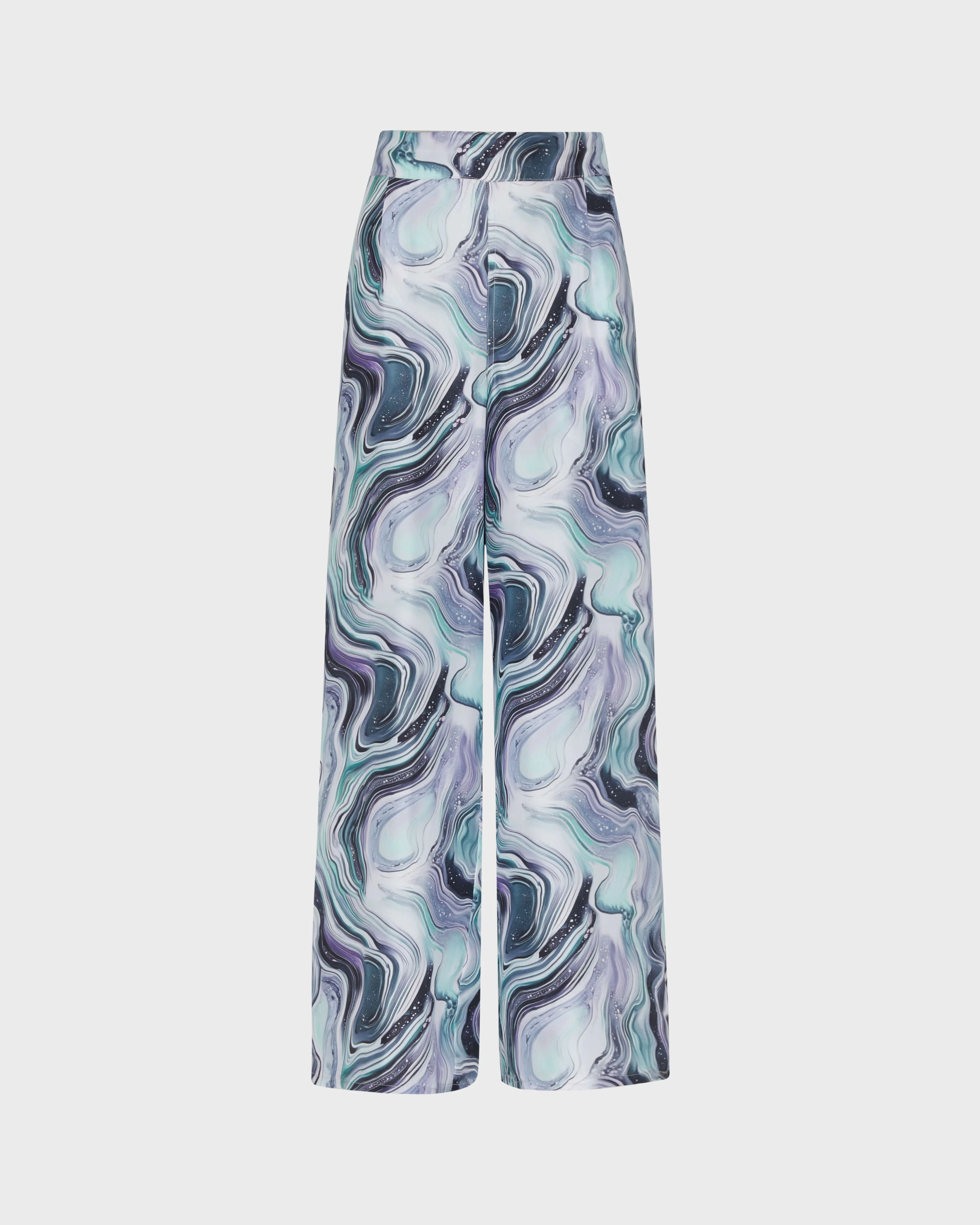 WOMEN WIDE-LEG SILK PANTS MARBLE - 1