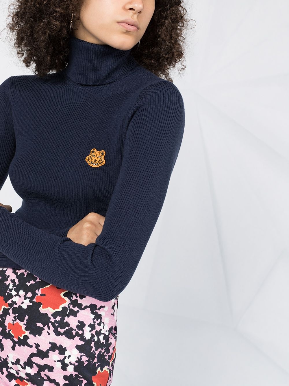 tiger-embroidered turtleneck jumper - 3