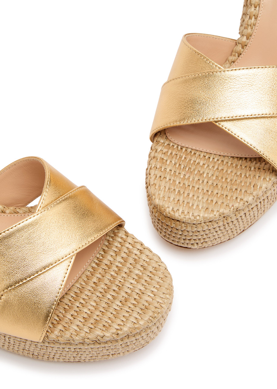 Gianvito Rossi Bebe 125 Raffia and Leather Platform Sandals - 3