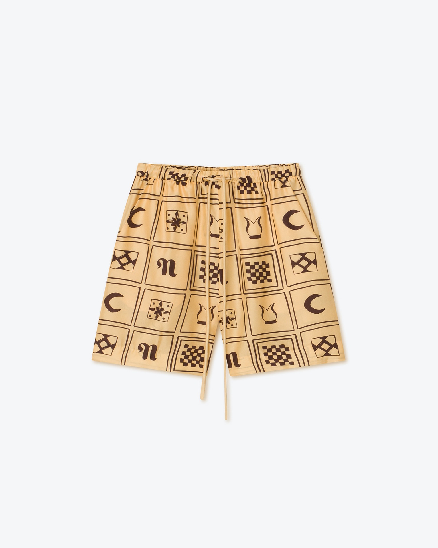 ANNE - Printed silk-twill shorts - Apricot - 1