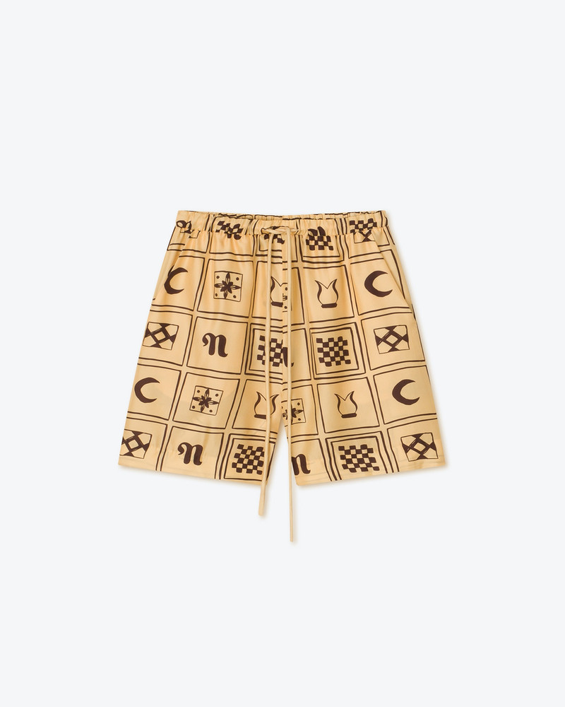ANNE - Printed silk-twill shorts - Apricot 1