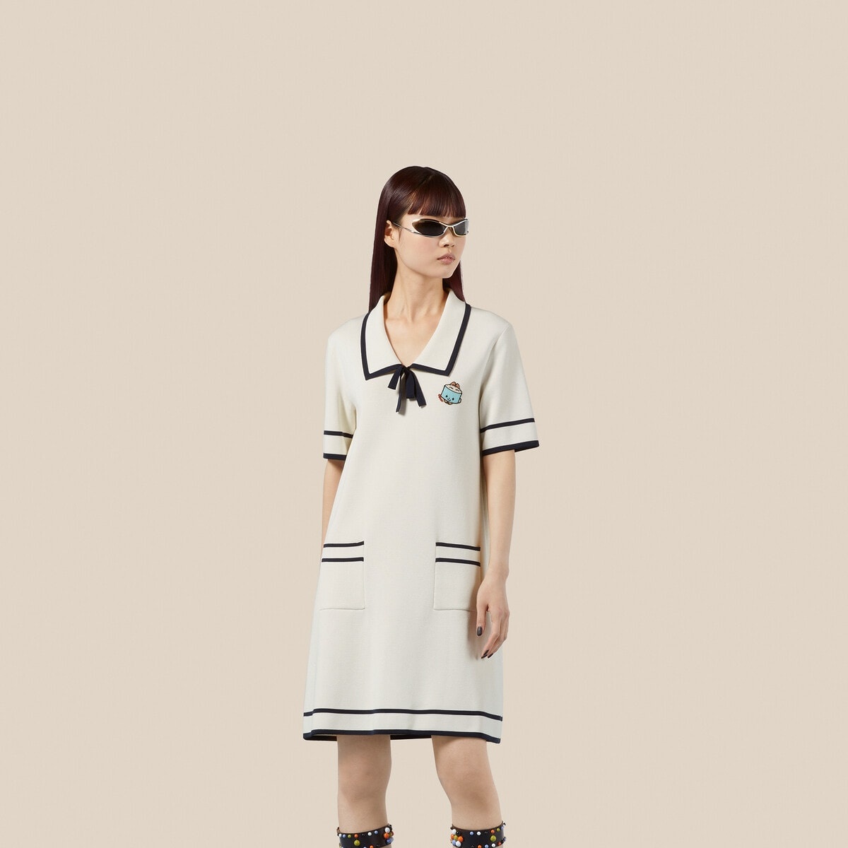 Fine cotton silk dress with embroidery - 5