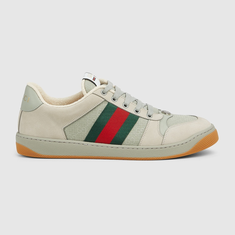 GG-pattern Web Stripe lace-up sneakers - 1