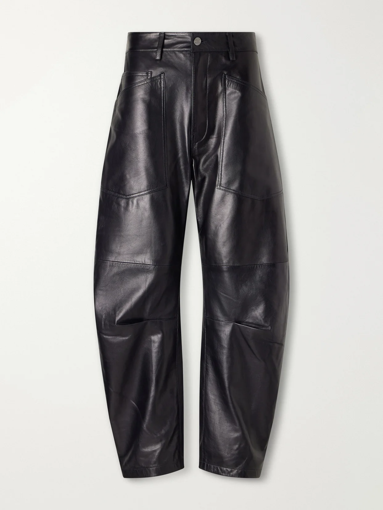 Shon Leather Barrel-leg Pants - 1