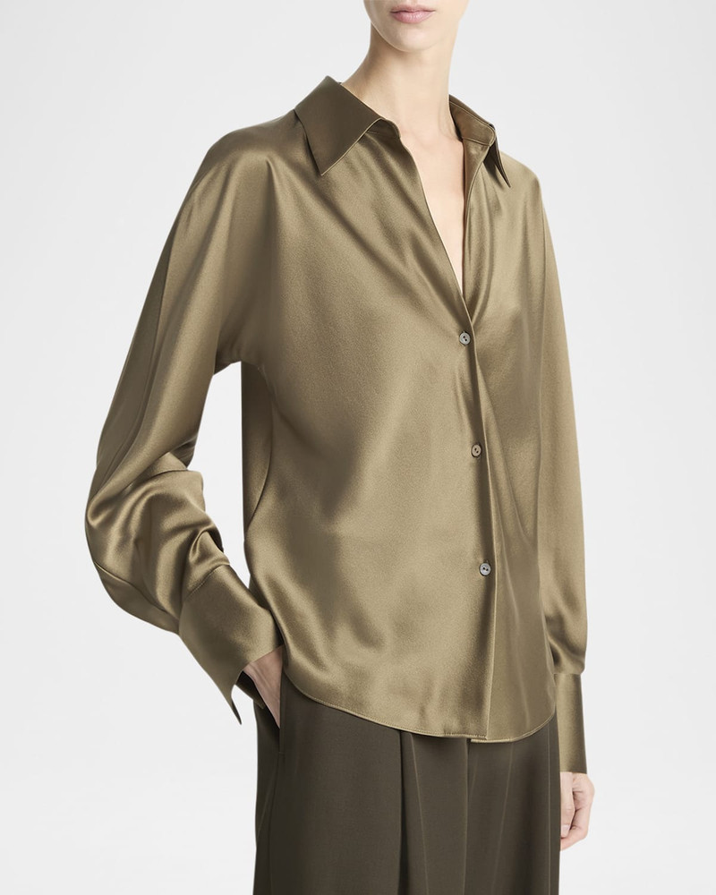 Vince Bias Silk Long-Sleeve Blouse outlook