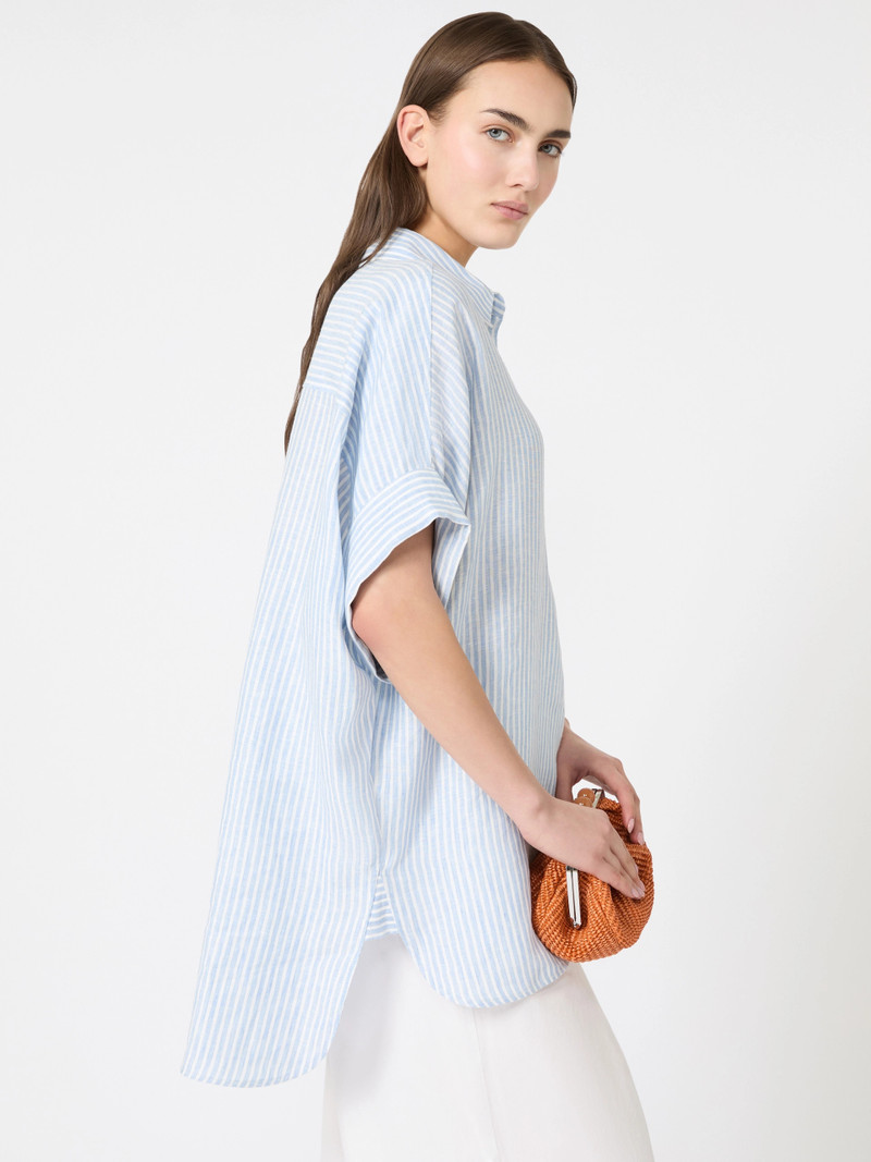 VERVE Printed linen canvas shirt - LIGHT BLUE 5