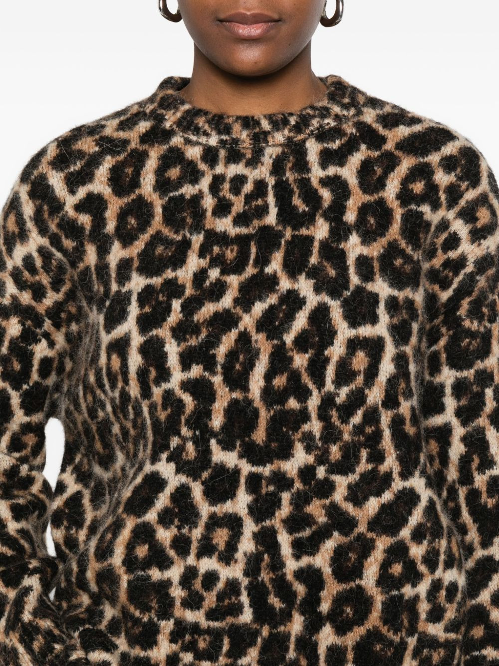 leopard-print crew-neck sweater - 4