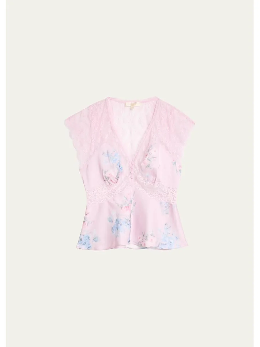 Verelle Floral Satin Top - 1