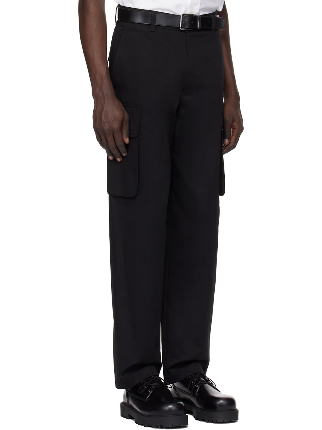 Black Cotton Cargo Pants - 2