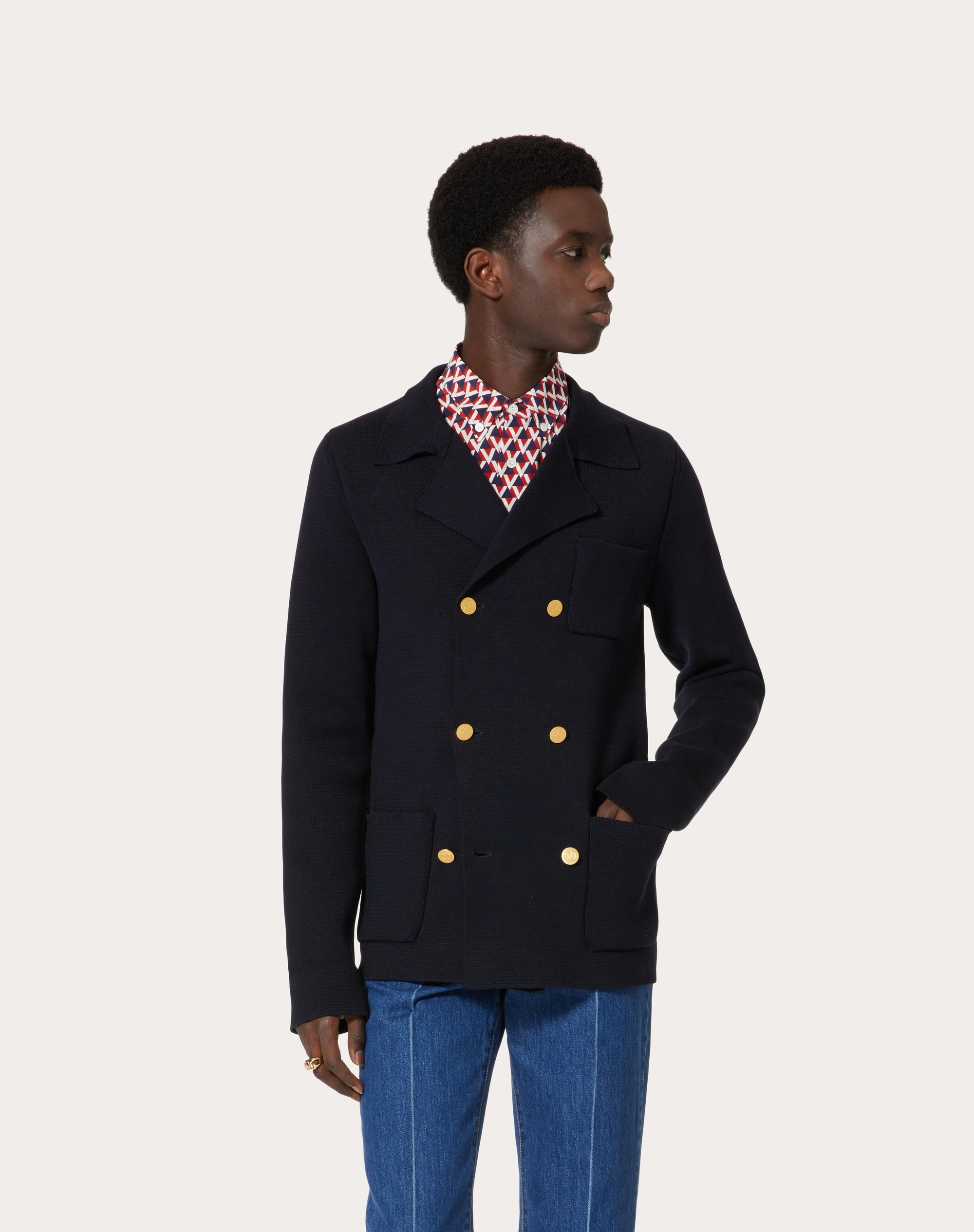 DOUBLE-BREASTED COTTON KNIT JACKET - 3