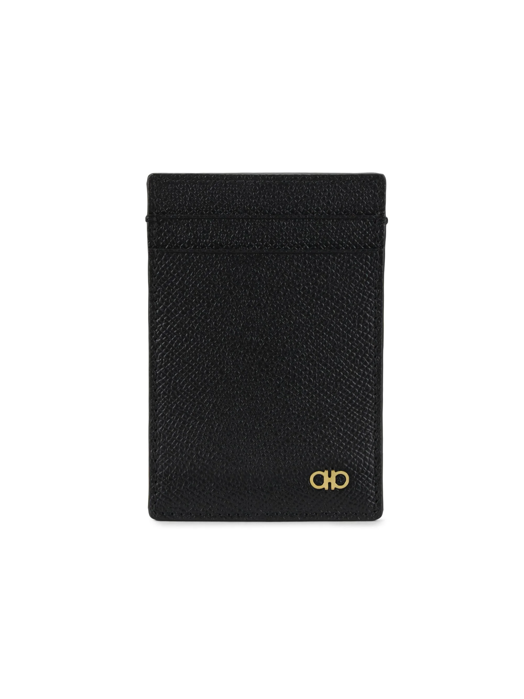 Men's Micro Gancio Leather Money Clip Card Holder - Nero - 1