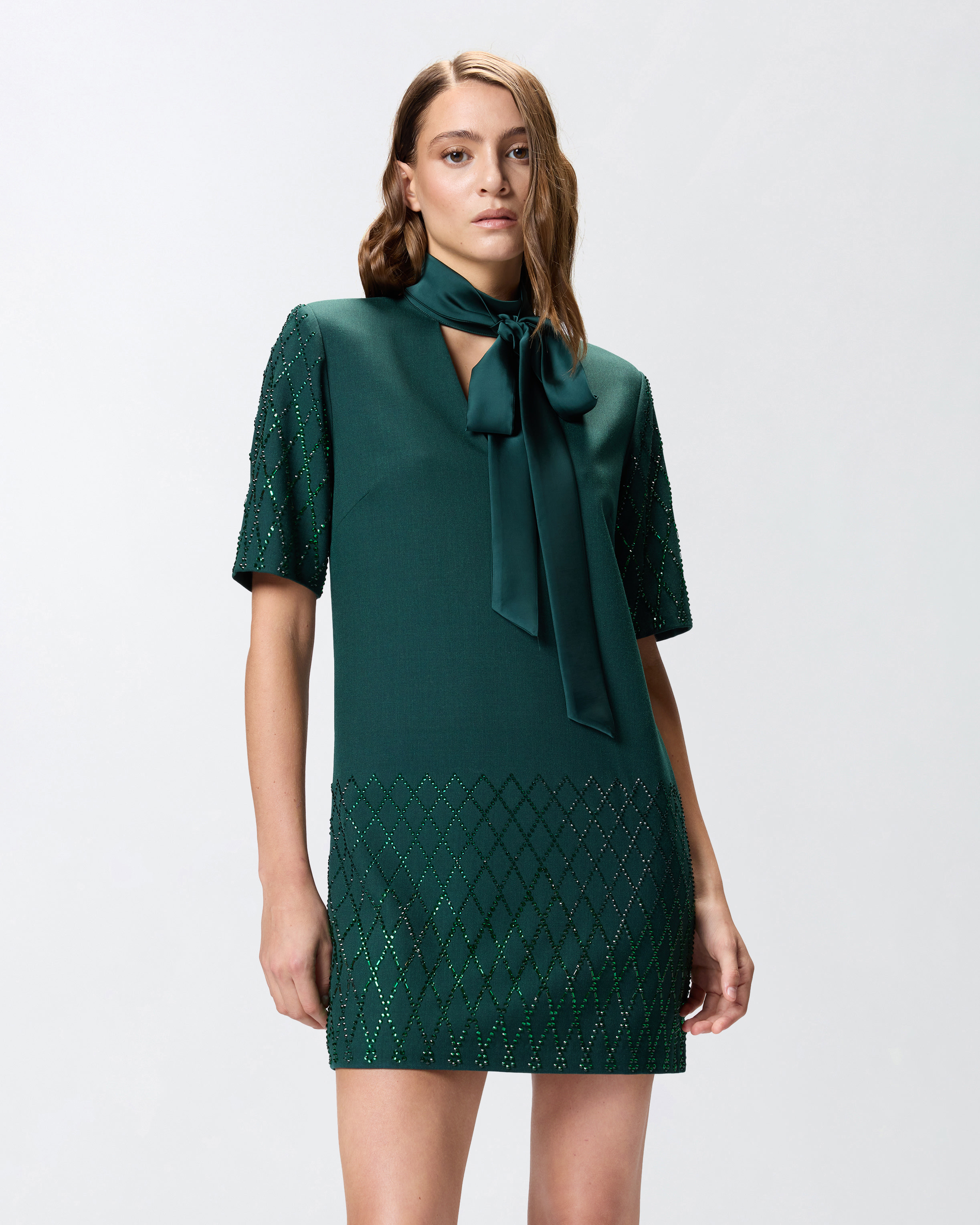 T-SHIRT-STYLE DRESS WITH RHINESTONES - 2