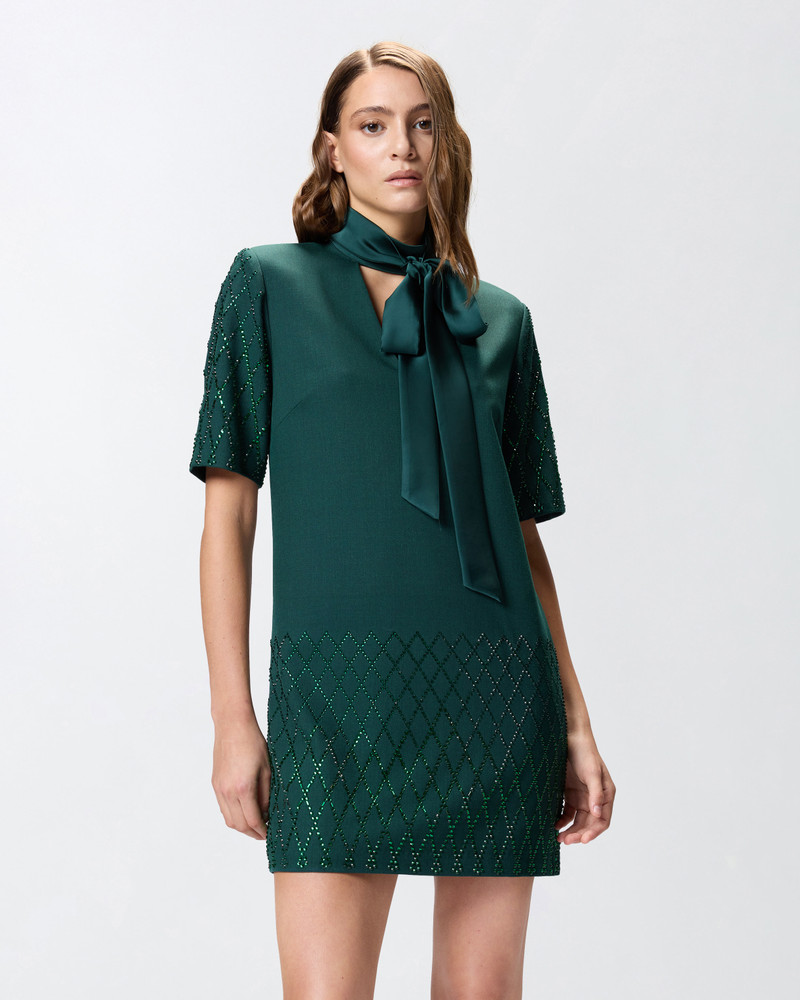 PINKO T-SHIRT-STYLE DRESS WITH RHINESTONES outlook